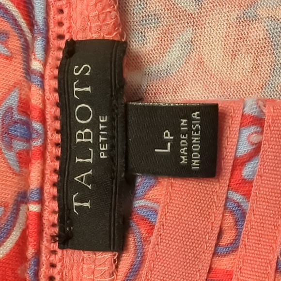 Talbots Women's Pink Paisley V Neck 3/4 Sleeve tunic size Lp - Picture 9 of 9